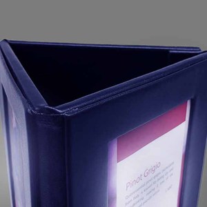 Porta Menús LED de 3 Caras de Cuero PU Azul Marino de Alta Calidad, Porta Menús Iluminado, Tarjetas de Menú LED Plegables, Soporte de Mesa para Tarjetas de Menú - Product Image 4