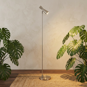 Lampe sur pied LED moderne réglable, abat-jour cylindrique gris, support métallique, lumière blanche froide Ra80, pour chevet, lecture, chambre, hôtel, salon - Product Image 5