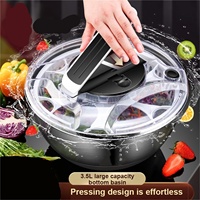 Grote handmatige roestvrijstalen slacentrifuge/afwateraar/dehydrator voor thuis, maaltijdvoorbereiding, gezonde salades, fruitwas, keuken