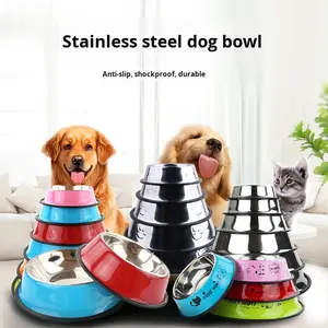 Mangkuk anjing Stainless Steel, anti-selip pola Solid ramah lingkungan besar tahan air luar ruangan pengiriman dropship - Product Image 1