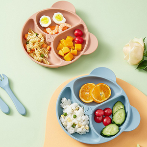 Orsacchiotto di Design in Silicone per alimenti Set di piatti per bambini graziosa piastra di aspirazione per la <span class=keywords><strong>cena</strong></span> dei bambini <span class=keywords><strong>e</strong></span> alimenti per bambini - Product Image 2