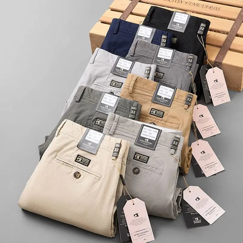 Atacado Em Branco Escritório Khaki Mens Negócios Calças Algodão Spandex Casual Homens Calças e Calças