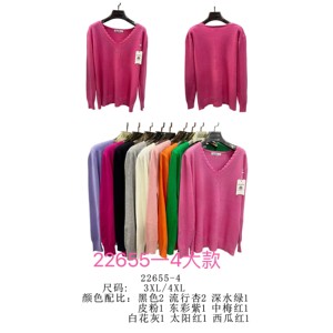 Maglione Casual da donna con scollo a V in taglie forti (3XL 4XL) lungo autunno inverno con caratteristica calda disponibile in più colori - Product Image 1