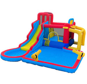 Château gonflable de maison de rebond de famille avec la glissière d'eau et la piscine pour l'aire de jeu des enfants - Product Image 1