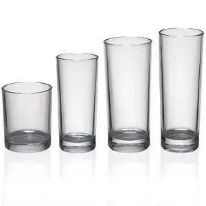 Vidro de alta qualidade, copos clássicos tradicionais de vidro em formato redondo, claro, para beber água, venda quente