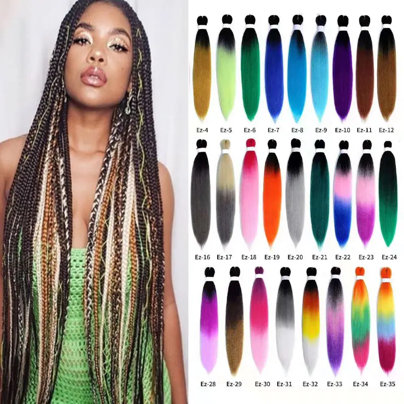 Hot Sale Kanekalons 24" Corchets Hair Wholesale Braid Synthetic Hair Extension Pre Stretched Easy Braid Twist Jumbo Wick Braid