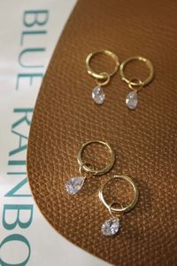 Xinfly 18K Gold 1CT Lab Grown Diamond Water Drop Earrings Au750 Pear Cute <b>Hoop</b> Design Gift Hot Sale Fine Jewelry Customizable - Product Image 4