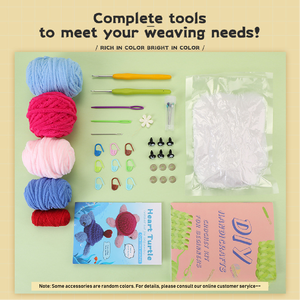 Ensemble de tortues amoureuses en <span class=keywords><strong>crochet</strong></span> fait main, kit de matériel DIY, tutoriel vidéo en anglais, cadeau de la Saint-Valentin, QC, âges 7+ - Product Image 4