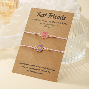 Best Friend <b>Bracelet</b> Flower Pattern Adjustable <b>Rope</b> Weaving Women's Gift <b>Bracelet</b> - Product Image 2