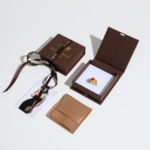 Customizable Rigid Paperboard Jewelry <b>Box</b> with Satin Ribbon Closure for Earrings <b>Rings</b> Necklaces - Product Image 2