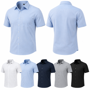 Camisas de Vestir para <span class=keywords><strong>Hombre</strong></span>, Manga Corta, Formales, Casuales, Corte Clásico, con Botones, para Oficina y Negocios, con Bolsillo en el Pecho, Resistentes a las <span class=keywords><strong>Arrugas</strong></span> - Product Image 4