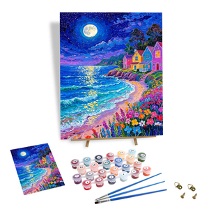 Kit de Pintura por Números <span class=keywords><strong>para</strong></span> <span class=keywords><strong>Principiantes</strong></span>, Paisaje de Playa al Atardecer, Manualidades, Decoración del Hogar, Regalo con Juego de Pinturas Acrílicas - Product Image 1