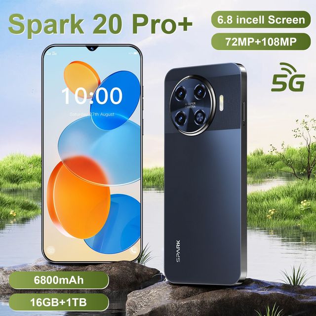 Hot Selling Spark 20 Pro+ Original 5G LTE Smartphone Deca Core CPU 16GB+1TB Face Recognition Dual SIM HD Mobile Phone