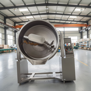 Marmite <span class=keywords><strong>de</strong></span> cuisson industrielle inclinable en acier inoxydable à agitation planétaire, chauffée au gaz, avec mélangeur, pour confitures et sauces - Product Image 1