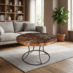 Teak Root Laminasi <b>Solid</b> <b>Wood</b> <b>Round</b> Coffee <b>Table</b> Modern Design 80x80x55cm Home Furniture Dekor Asia - Product Image 3