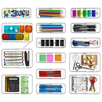 Boîte de rangement rétractable intégrée avec compartiments pour cosmétiques, rouges à lèvres, organisateur de bureau, séparateur de bureau/coiffeuse en plastique