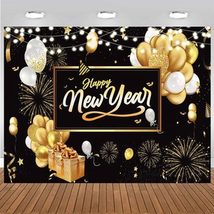 Nouveau 2026 nouvel an <span class=keywords><strong>fond</strong></span> peint à la main Polyester tissu compte à rebours Festival décoration fête bannière drapeau suspendu - Product Image 6