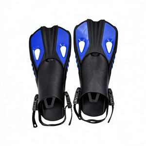 Adjustable Open Heel Swim Fins TPEPP Material For Snorkeling And Swimming Training Blue Green Color - Product Image 4