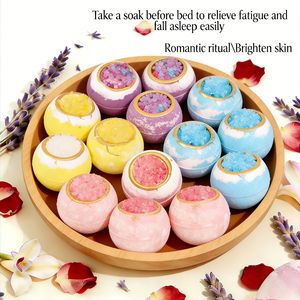 Bombes de bain effervescentes au sel de mer et aux cristaux, bombes de bain à paillettes dorées, boules de bain moussantes aux huiles essentielles de luxe - Product Image 4