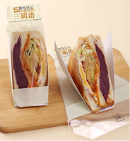 Kantong Plastik Segitiga Transparan Grosir dengan Penyangga Kertas untuk Kemasan Sandwich Deli