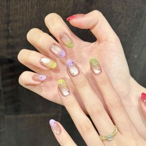 เล็บปลอมอะคริลิคทรงกลมสั้นคุณภาพระดับซาลอน แบรนด์ส่วนตัว ลายเพ้นท์ 3 มิติ ลายตาแมว 10 ชิ้น ทำมือ สำหรับใช้ในชีวิตประจำวัน - Product Image 3