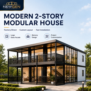 NEWGEN DEVELOPMENT Casa Modular Moderna de 2 Pisos con Fachada de Vidrio y Diseño de Balcón para Uso en Villas - Product Image 1