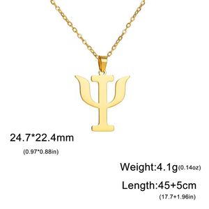 Collier Symbole PSI Myshape, Pendentif Lettre Grecque Alphabet, Symbole Psychologie Psychiatrie Médical, Bijoux en Acier Inoxydable - Product Image 2