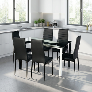 Affordable <b>Glass</b> Modern Dining <b>Tables</b> <b>and</b> <b>Chairs</b> Set Home Smart <b>Table</b> DA157+DA258 <b>Glass</b> Modern Dining <b>Tables</b> <b>and</b> <b>Chairs</b> Set Home - Product Image 3
