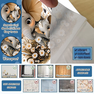 Autocollants muraux en forme d'arbre pour chambre d'enfant - Vinyle imperméable, adorables autocollants en aquarelle d'éléphant, de cerf, de chaton et d'hérisson pour la décoration de la chambre d'enfant - Product Image 5