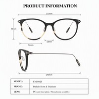 Monture de lunettes de luxe en corne de buffle naturelle, fabriquée à la main, en titane, pour femmes, anti-lumière bleue.