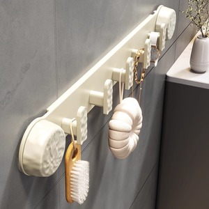 Suction Cup <b>Hook</b> <b>Wall</b> Mounted 5 <b>Hooks</b> Removable Bathroom Towel Storage Rectangle Gray - Product Image 1