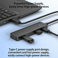 Hub USB de 5 Puertos ABS al por Mayor con 1 Puerto Tipo-C y 4 Puertos USB 2.0, Divisor de Datos de Alta Velocidad para Laptop, PC, Adaptador Extensor de Escritorio