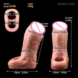 5.23 Inch Hollow <b>Dildo</b> Silicone Soft Male Enlarge Penis Sleeve Realistic Cock Extender Adult Men Penis Condom Couples Sex Toy - Product Image 6
