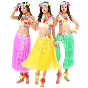 थोक हेलोवीन बाल दिवस पार्टी प्रदर्शन प्रॉप्स हवाईयन ग्रीष्मकालीन घास स्कर्ट नृत्य पोशाक