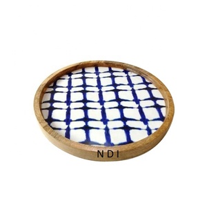 Bandeja de servicio redondeada para almacenamiento de frutas y desayuno, vajilla de diseño hecho a mano de alta calidad, bandeja de madera para servir catering - Product Image 1