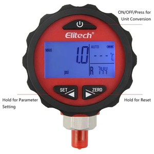 PG-30 Pro Red <strong>Blue</strong> Digital Pressure <strong>Gauge</strong> High/Low Pressure for HVAC 87+ Refrigerants Backlight Plastic 0.001MPa - Product Image 3
