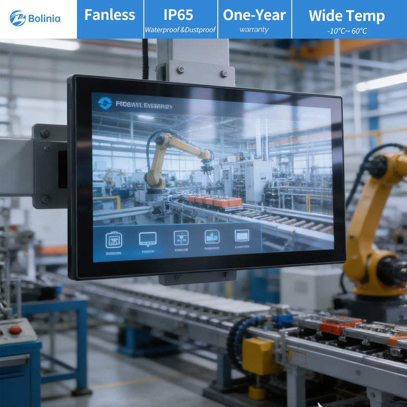 Bolinia/OEM 21.5" Fanless Industrial Android/Linux/Ubuntu Panel PC RK3399 J1900 Aluminium Capacitive Wall Mount Touch Screen