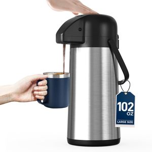 Termo de Acero Inoxidable Aislado de 102 oz con Bomba de 24 Horas, Jarra para Café, Dispensador de Cacao, Botella de Vacío para Bebidas Calientes, Ideal para Fiestas y Campamentos - Product Image 1