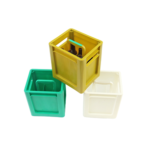 Caisse à bière en plastique durable QS <span class=keywords><strong>pour</strong></span> 6 bouteilles avec inserts <span class=keywords><strong>de</strong></span> séparation amovibles et couvercle, porte-bouteilles multi-packs en plastique robuste - Product Image 3