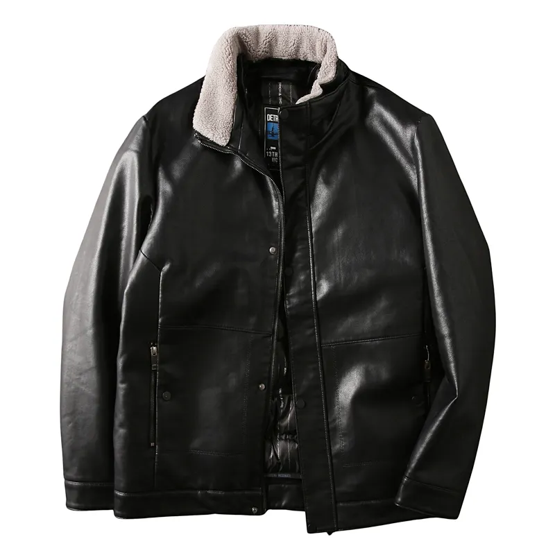LULUSEN Detachable Down Jacket And PU Winter Men Leather Jacket High End XXXL Jacket