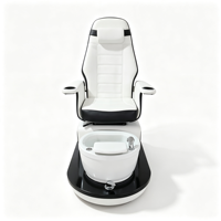 Fauteuil de pédicure et de massage de luxe moderne, fauteuil de spa pour les pieds, en cuir PU blanc et noir, inclinable avec porte-gobelet pour équipement de spa des ongles