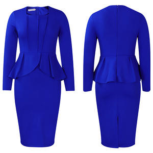 <span class=keywords><strong>Abito</strong></span> da donna da chiesa a manica lunga eleganti abiti da <span class=keywords><strong>sposa</strong></span> da <span class=keywords><strong>sposa</strong></span> damigella d'onore formale abiti <span class=keywords><strong>Midi</strong></span> a matita con volant - Product Image 2