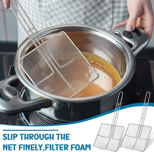 Écumoire carrée à mailles fines Écumoire d'huile <span class=keywords><strong>pour</strong></span> friteuse avec long manche - Product Image 4