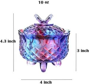 Boîte <span class=keywords><strong>à</strong></span> bonbons en cristal embossé royal avec couvercle, bol <span class=keywords><strong>à</strong></span> <span class=keywords><strong>bijoux</strong></span> <span class=keywords><strong>sur</strong></span> <span class=keywords><strong>pied</strong></span>, buffet de mariage, pot de rangement de cuisine, 10 oz - Product Image 2