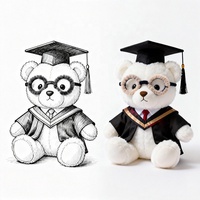 Boneka Teddy Wisuda Warna Kustom Grosir dengan Topi dan Jubah Isi Kapas Plush Mini Hadiah dengan Kacamata