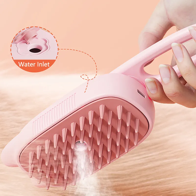 Cat Dog Pet Grooming Comb with Electric Spray Water Steam Soft Silicone Brush Kitten Pet Bath Brush Massage Pet Hair Remover