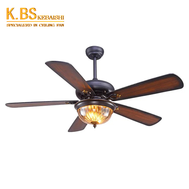 Classic Style Traditional Lamp Decorative Lighting 5 Blades Electric Ceiling Fan With Light and Remote Control