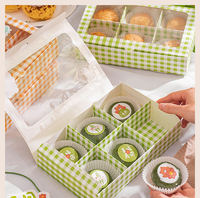 Boîte à gâteaux bento transparente personnalisée en gros, conteneur à cupcakes à 6 cavités avec doublure en éponge gaufrée, impression CMJN, impression d'emballage