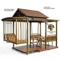 Gazebo durable avec toit de villa, design rustique en acier traditionnel, résistant à la corrosion, écologique, disponible en OEM