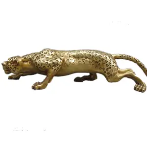 Hotel Home Decoration Custom Metal Animal Gold Leopard Statue Panther Sculpture